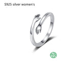 S925 Silver Hug Palm Finger Smooth Exquisite Couple Ring