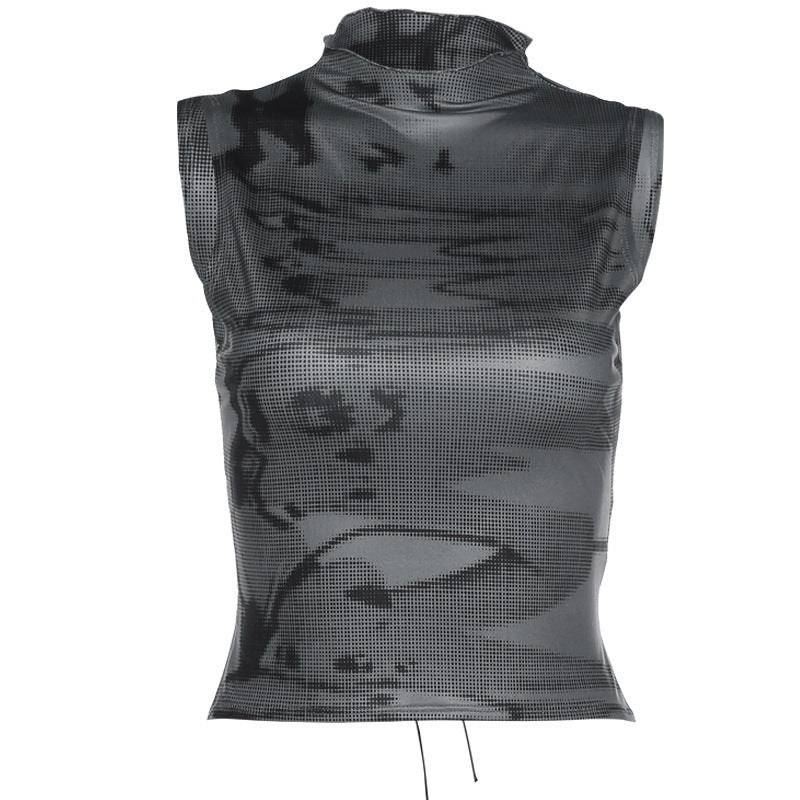 Women's Sleeveless Crew Neck Cutout Tank Top Mid Skirts