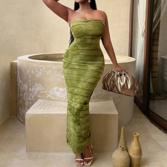 Open-back Tie-dyed European And American Tube Top Dresses