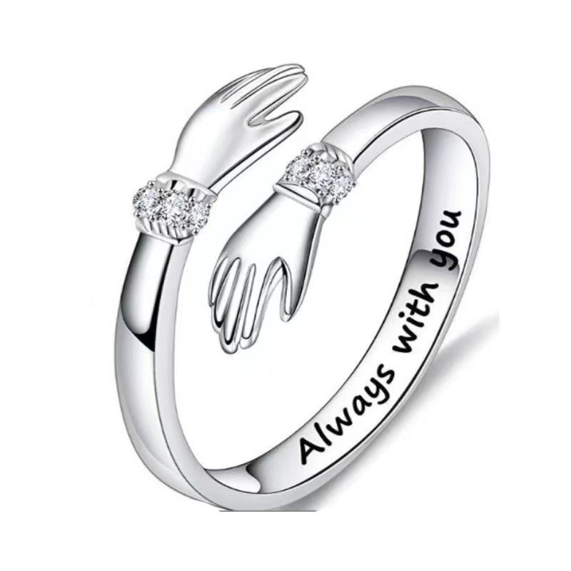 Hug Diamond-studded Ring With Both Hands