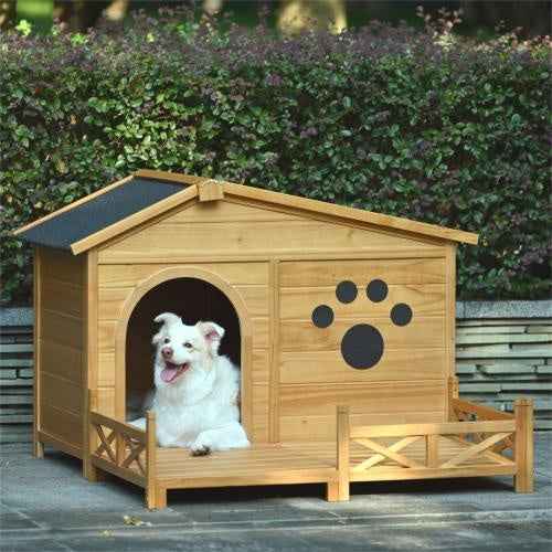 Wooden Dog House - Medium Outdoor Kennel - Amanluxe