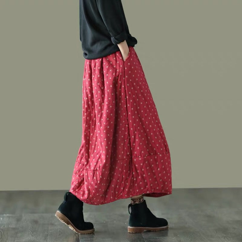 Printed Elastic Waist Plus Size Skirt Women