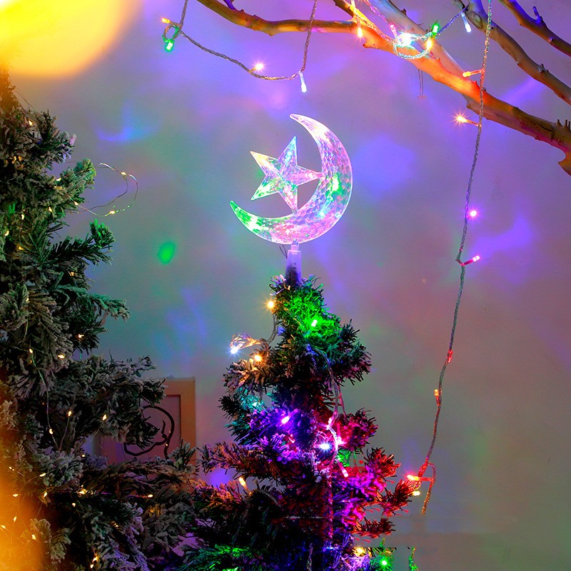 Christmas Festival Atmosphere Decoration Moon Star Treetop Lamp