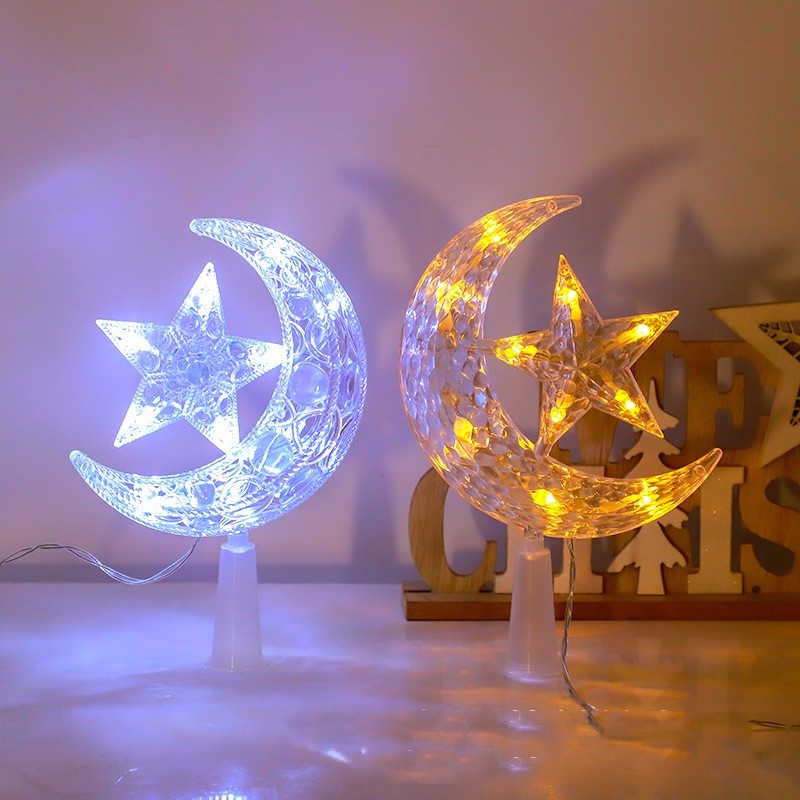 Christmas Festival Atmosphere Decoration Moon Star Treetop Lamp