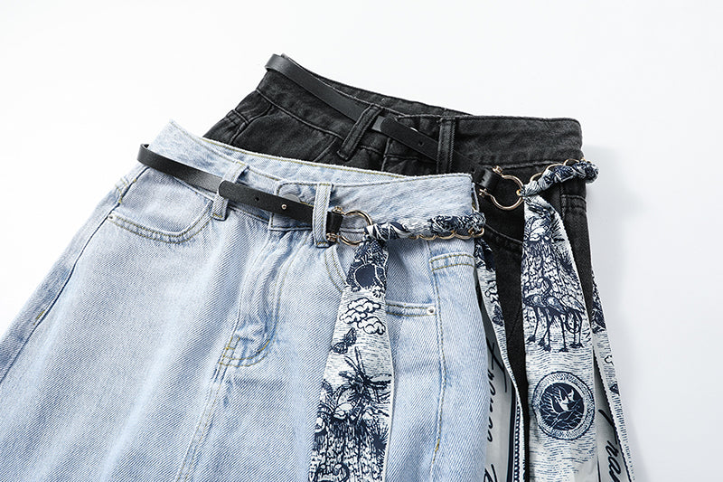 Design Sense Split Denim Skirt Female Summer High Waist