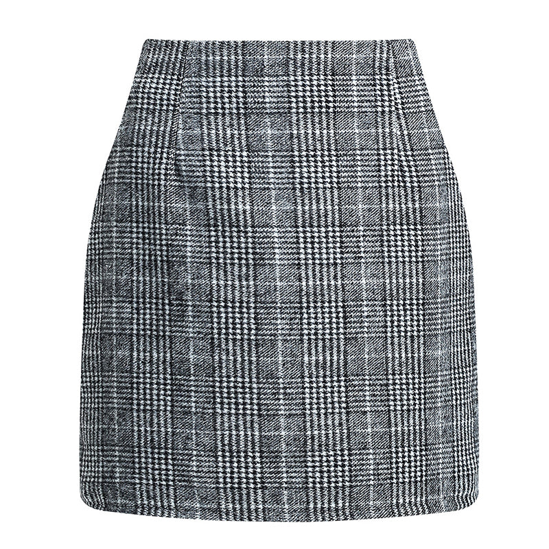 Womens High Waist Plaid Skirt Bodycon Pencil Mini Skirts