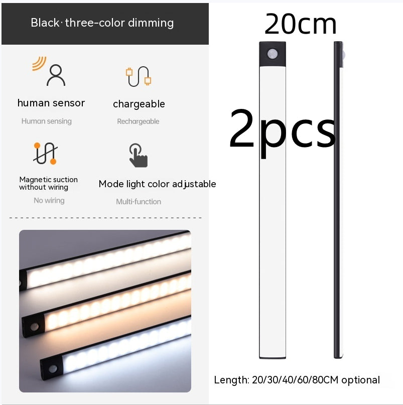 Smart Infrared Sensor Lamp Wireless Magnetic Long Cabinet Light With Rechargeable Hallway Wardrobe