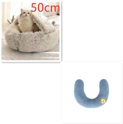 2-in-1 Pet Bed - Round Plush Winter - Amanluxe