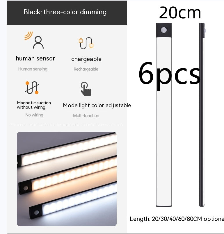 Smart Infrared Sensor Lamp Wireless Magnetic Long Cabinet Light With Rechargeable Hallway Wardrobe