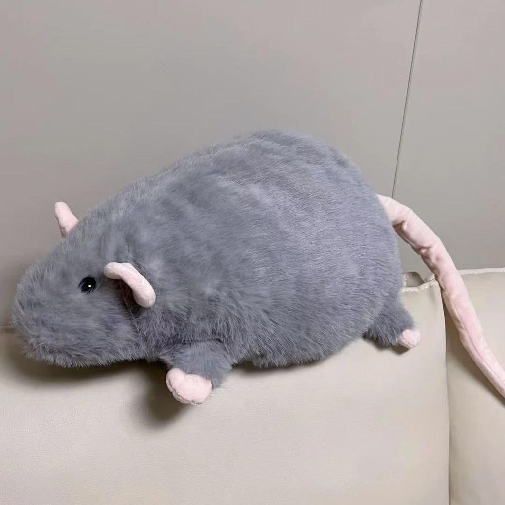 Large Mouse Plush Doll Blue Gray Flower Branch Mouse Doll