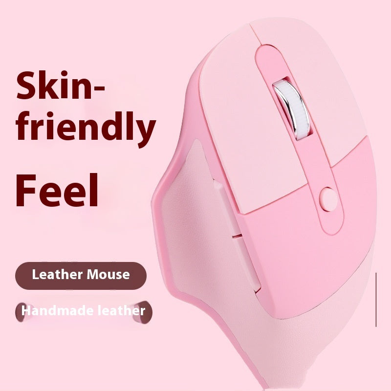 Dual-mode Mouse Ergonomic Wireless Bluetooth Dual-mode Leather Mouse