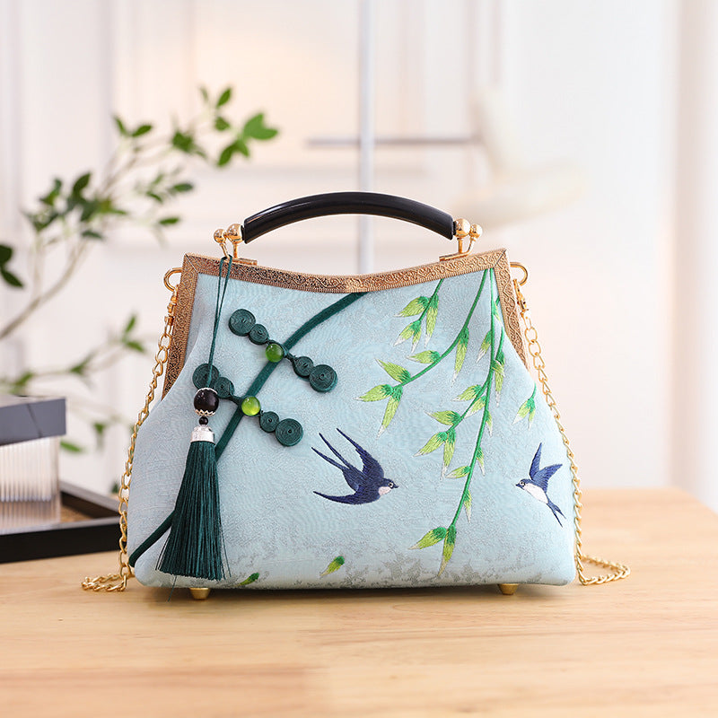 Lucky Bamboo Embroidery Handbags Women