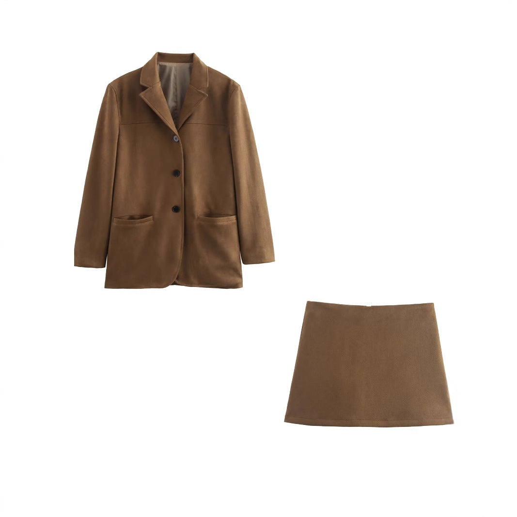 Women's Fashion Single-breasted Suit Coat Skirts