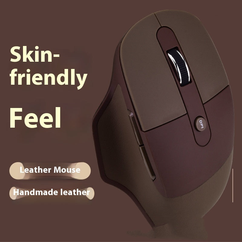 Dual-mode Mouse Ergonomic Wireless Bluetooth Dual-mode Leather Mouse
