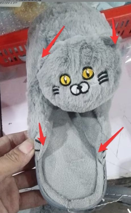 Hug Plush Home Cute Warm Slingback Simulation Cat Slippers