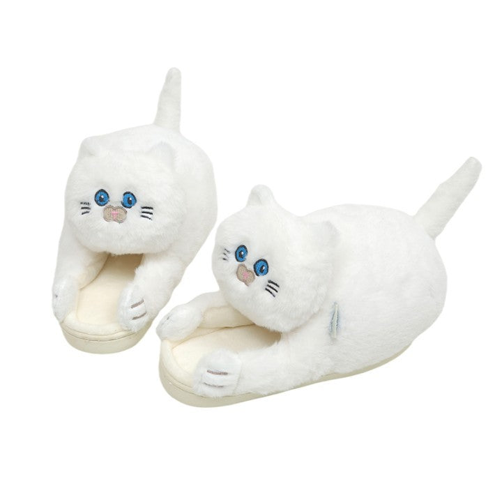 Hug Plush Home Cute Warm Slingback Simulation Cat Slippers