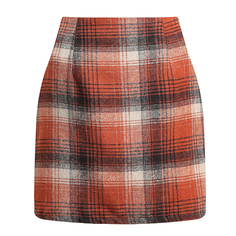 Womens High Waist Plaid Skirt Bodycon Pencil Mini Skirts