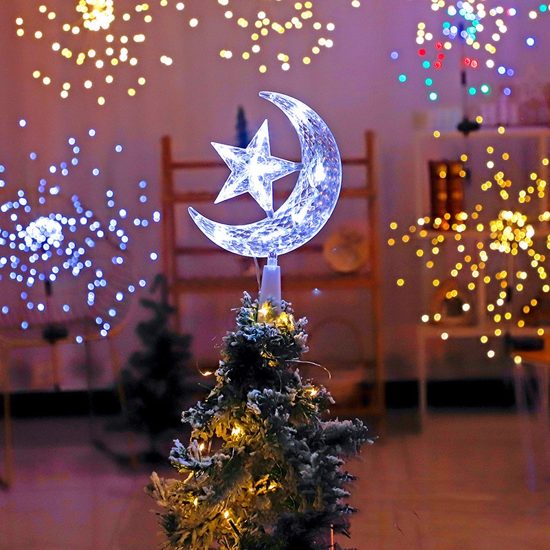 Christmas Festival Atmosphere Decoration Moon Star Treetop Lamp