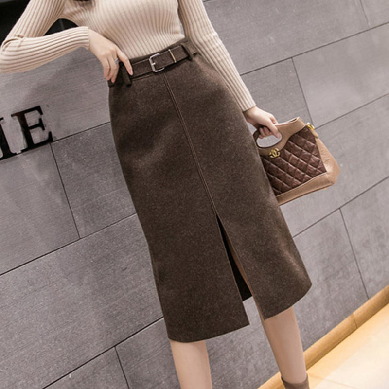 Autumn And Winter Midi Skirts Elegant Figure-flattering, And Slimming