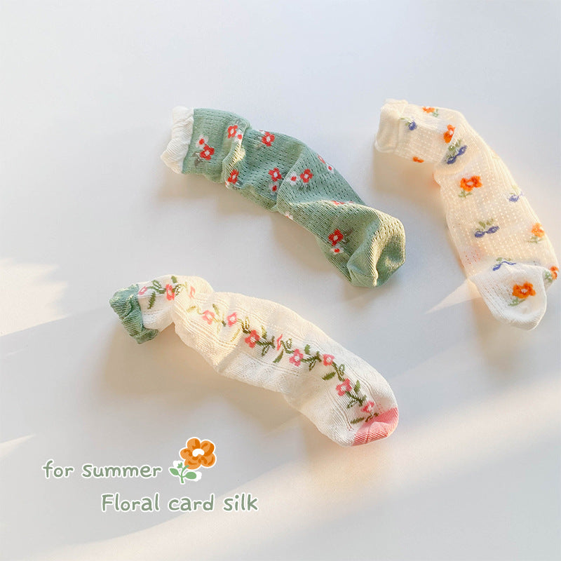 Children's Socks Spring Summer Baby Thin Pile Pile Women's Socks