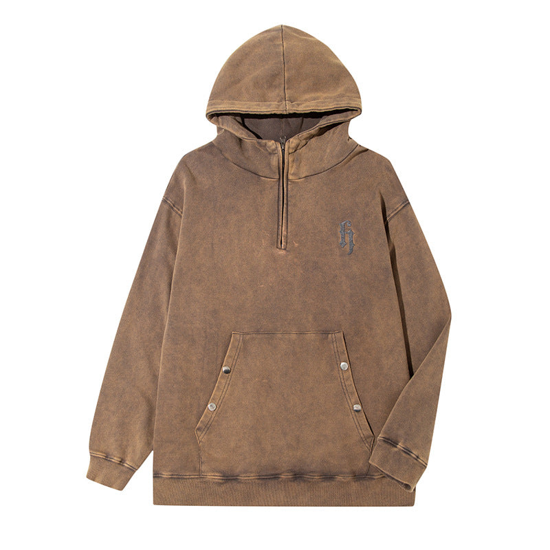 Washed And Distressed Sweater Men's Hooded Tide Brand