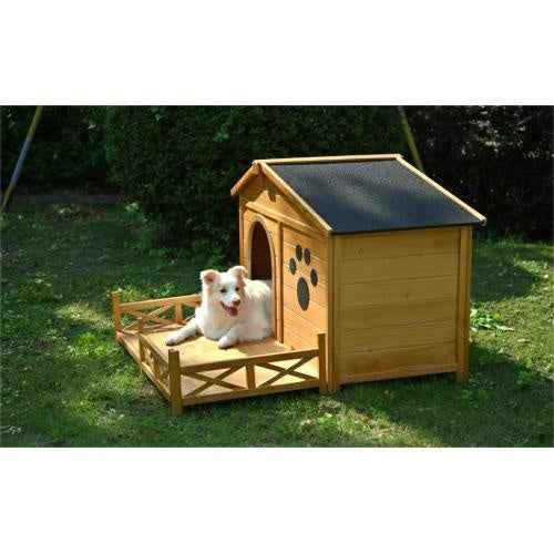 Wooden Dog House - Medium Outdoor Kennel - Amanluxe