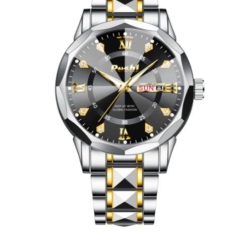 Men's Watch Luminous Calendar Quartz Watch Steel Belt