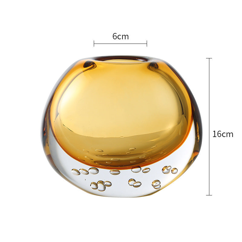 Light Luxury Colored Glaze Glass Small Vase Decoration Ins Home High-end Living Room Soft Decorations Flower Ware