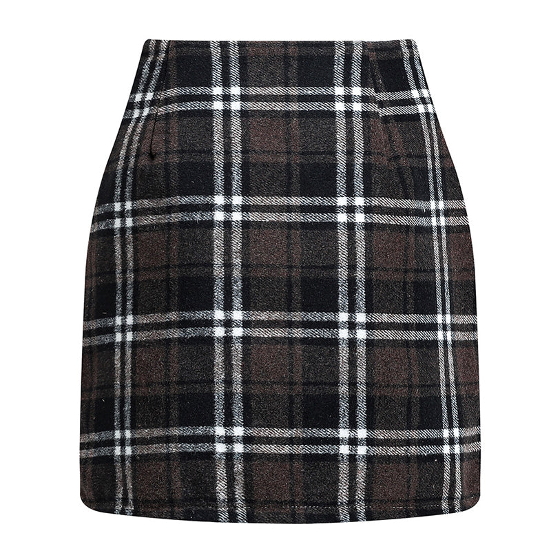 Womens High Waist Plaid Skirt Bodycon Pencil Mini Skirts