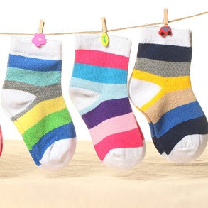 Rainbow Stripes Socks With Non-binding Top Baby Tube Socks