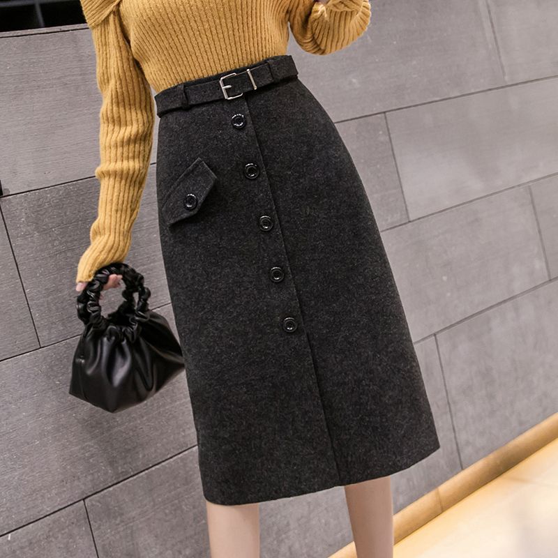 Autumn And Winter Midi Skirts Elegant Figure-flattering, And Slimming
