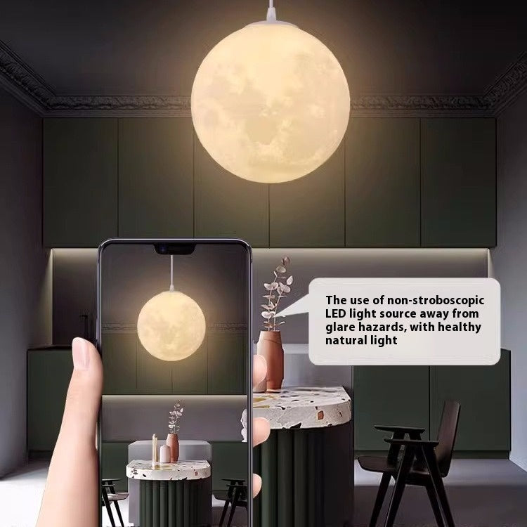 3D Moon Chandelier Simple Bedroom Bedside Ball Lamp