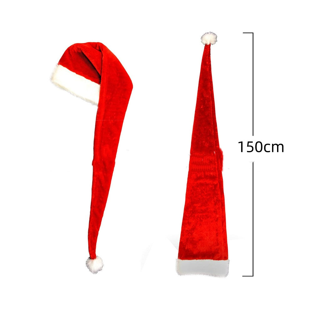 Extra Long Christmas Santa Hat Plush Christmas Decorations White Xmas Claus Cap For Party Costume