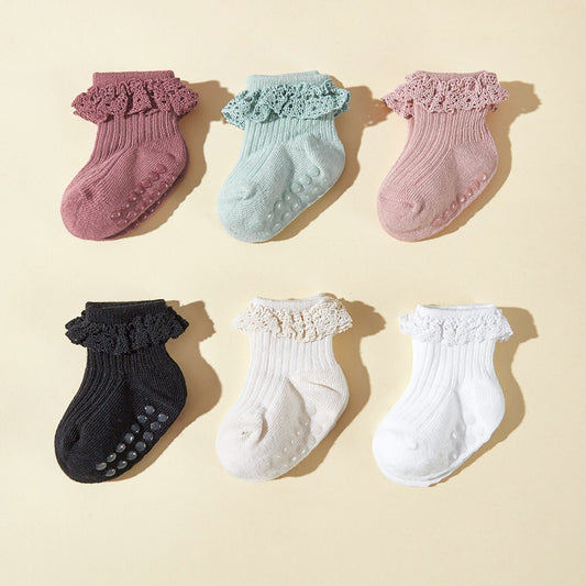 Spring And Summer 6 Pairs Baby Baby Girl Lace Socks Tube Socks