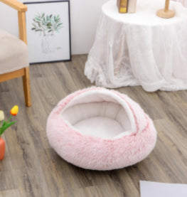 2-in-1 Pet Bed - Round Plush Winter - Amanluxe