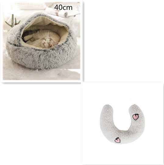 2-in-1 Pet Bed - Round Plush Winter - Amanluxe