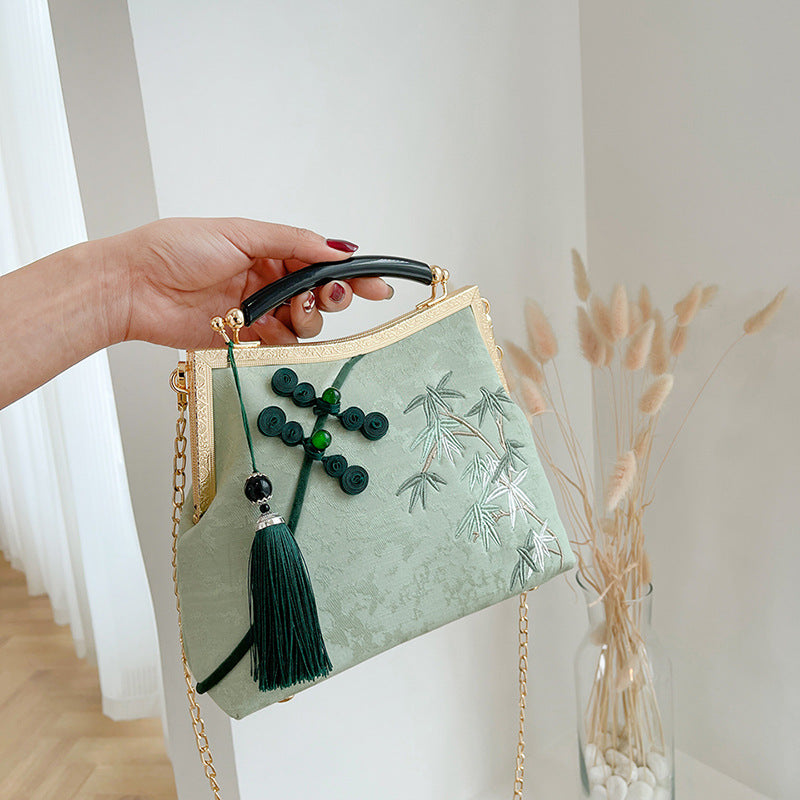 Lucky Bamboo Embroidery Handbags Women