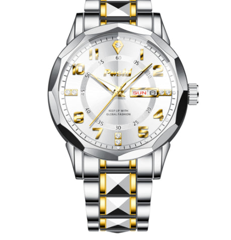 Men's Watch Luminous Calendar Quartz Watch Steel Belt