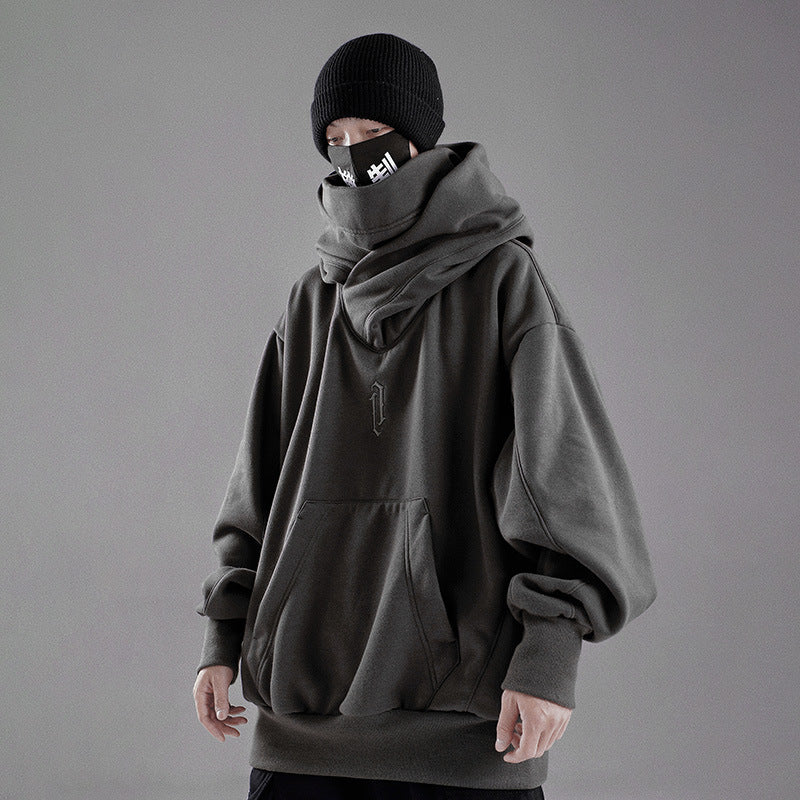Men's Loose Retro Hooded Turtleneck Sweater null