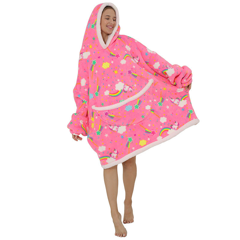 Lazy Sleeping Blanket Love Children's Cold-proof Warm Clothes Hooded