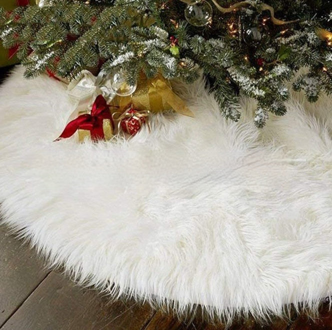 White Christmas Tree Skirt Plush Faux Fur Xmas Tree Carpet Merry Christmas Tree Decorations Ornament New Year Navidad Home Decor