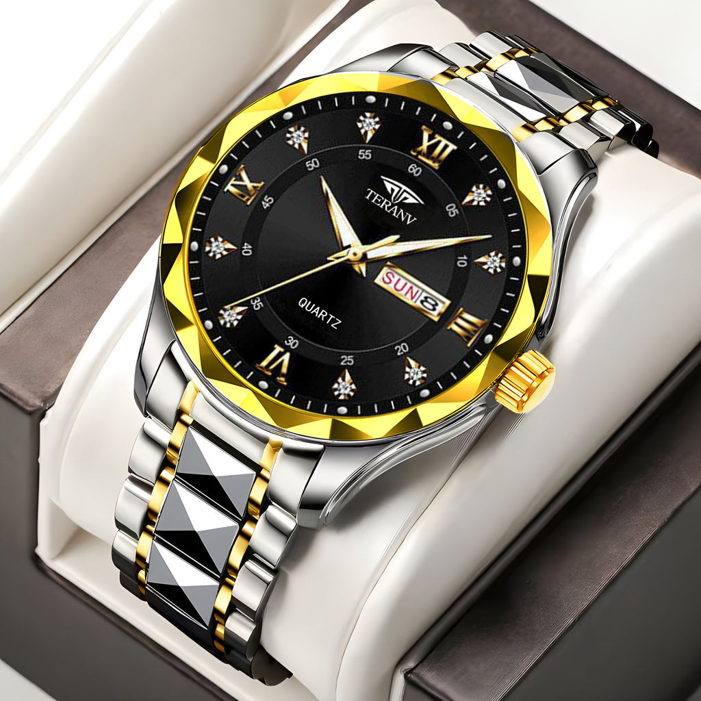 Watch Men's Chinese And English Calendar Diamond Shell