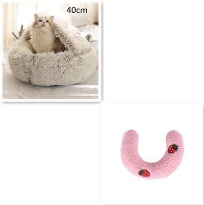 2-in-1 Pet Bed - Round Plush Winter - Amanluxe