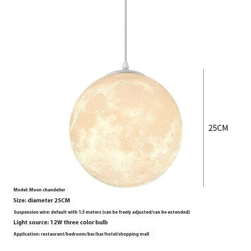 3D Moon Chandelier Simple Bedroom Bedside Ball Lamp